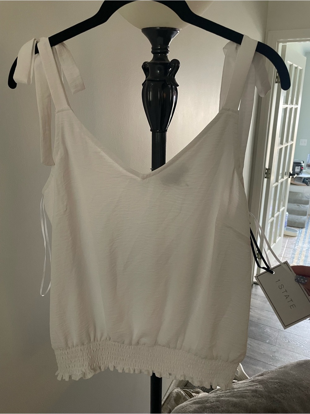 1. STATE White Tie-Strap V-Neck Tank Top